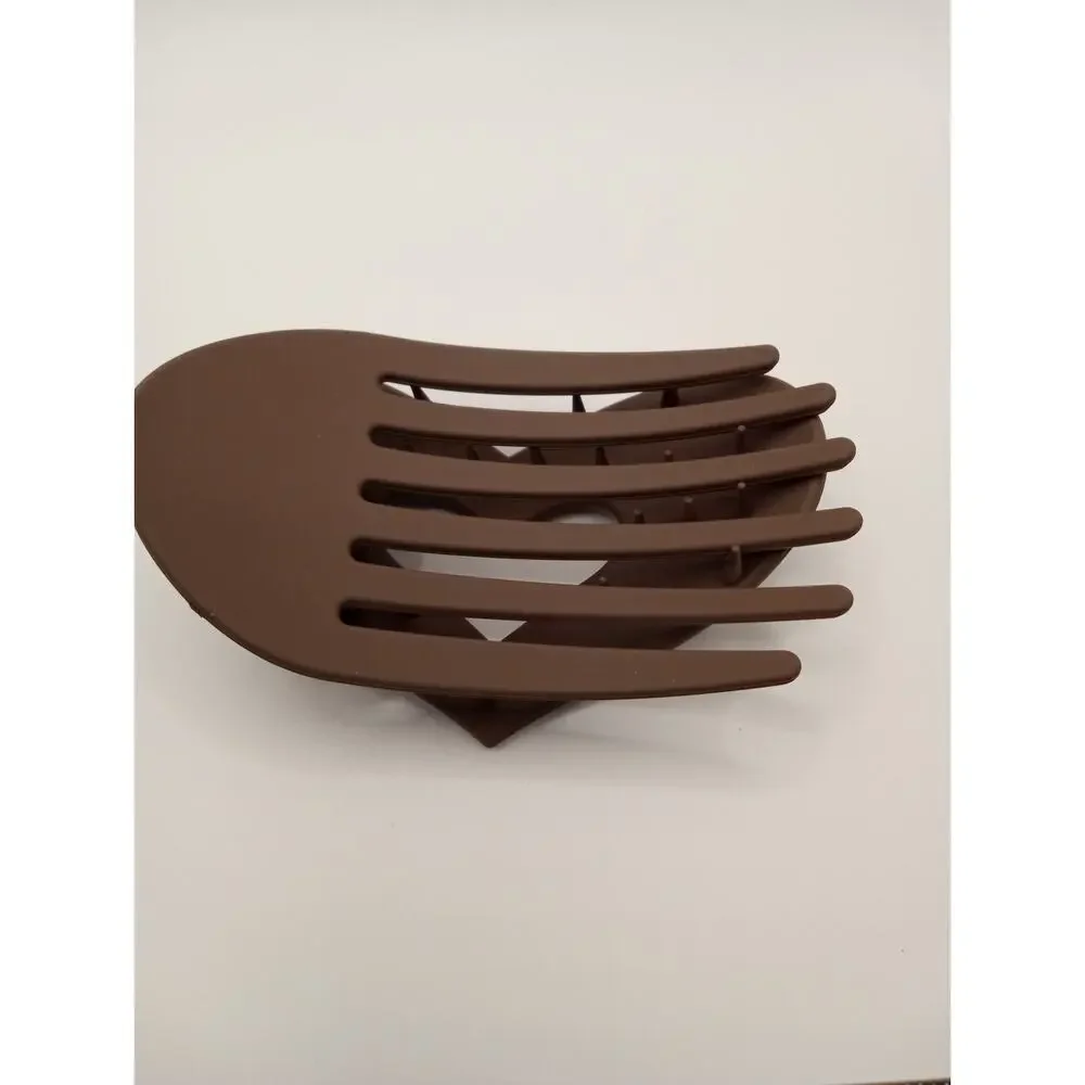 Dark Brown Heart Hair Claw Clip to pull hair back 0914